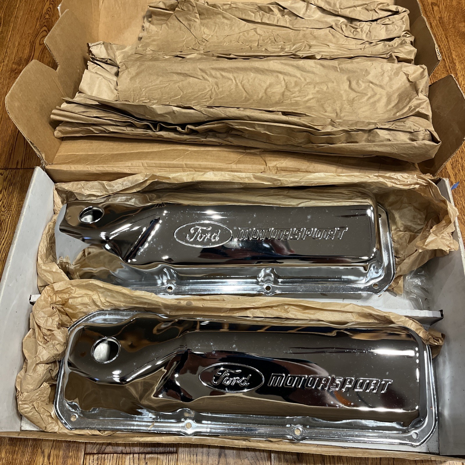 NOS Vintage Ford Motorsport Chrome Valve Covers 351 Cleveland 351M 400
