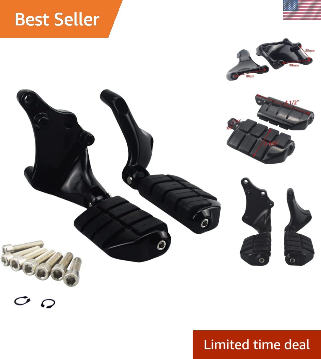 Rear Passenger Footpegs Foot Rests Pedal Mount for Sportster 14-22