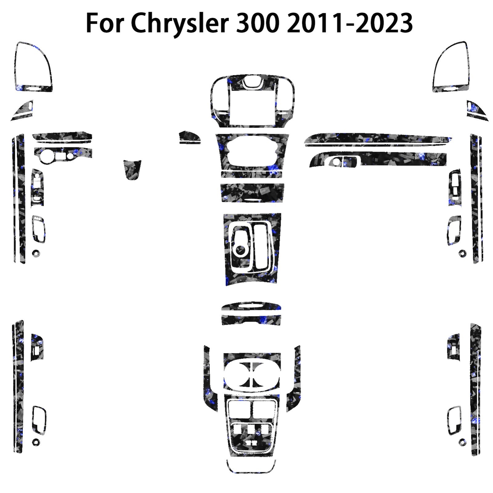 68Pcs Blue Forged Carbon Fiber Kits Full Interior Trim For Chrysler 300 2011-23