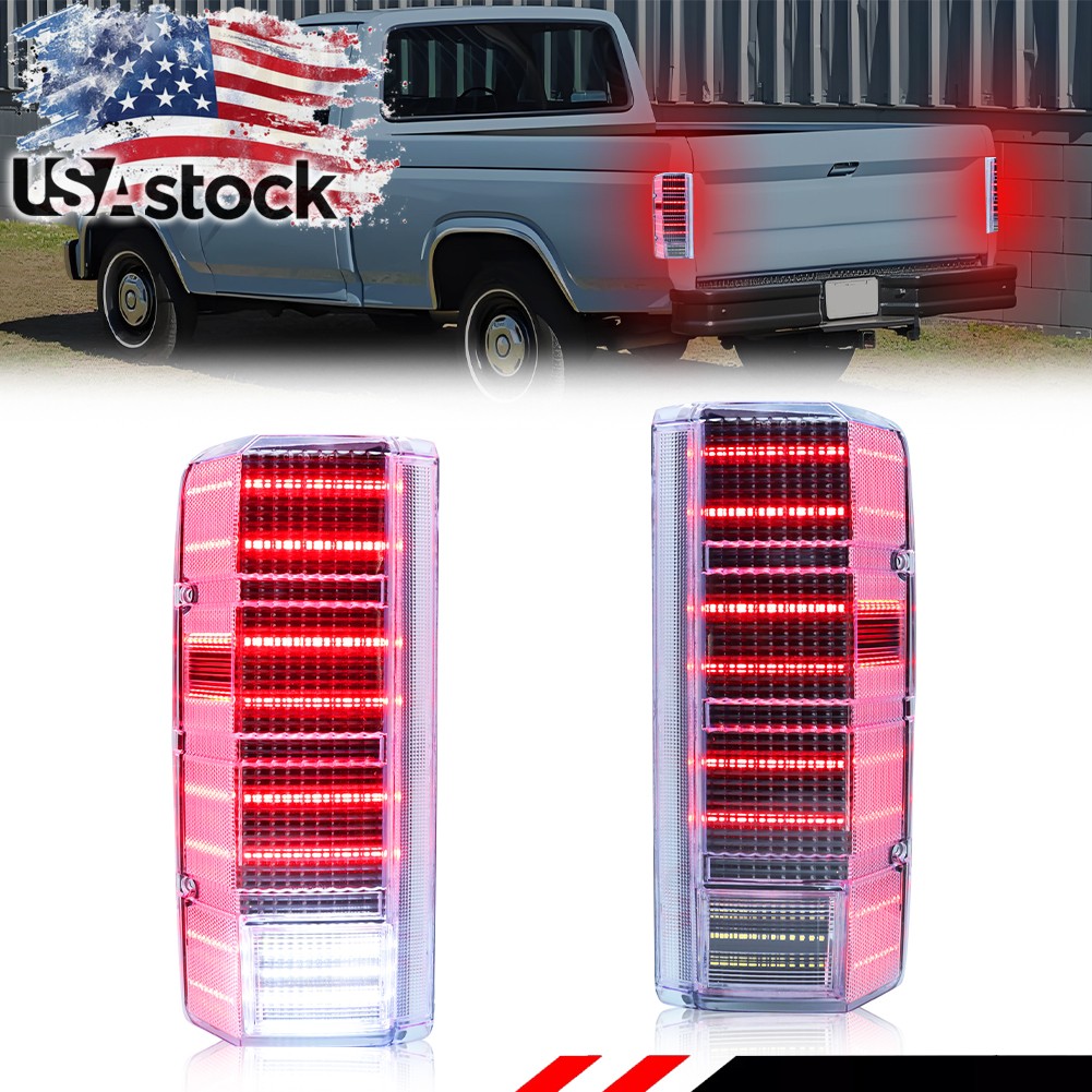 2X Clear LED Tail Lights For 1980-1986 Ford F-150 F-250 F-350 Bronco 80-83 F-100