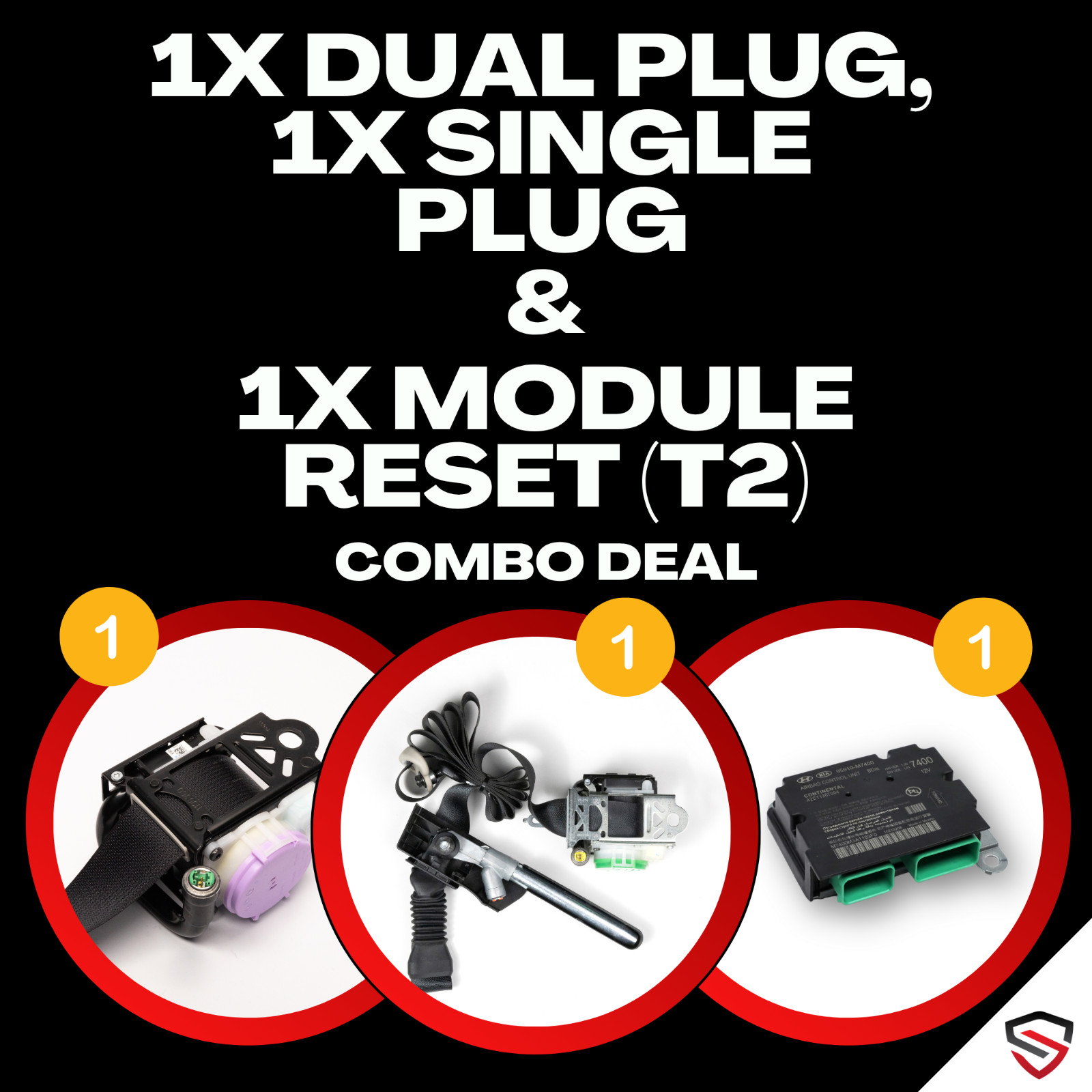 1DS 1SS 1MCU (1X Dual, 1x Single, 1x SRS) SEAT BELT SRS MCU MODULE RESET COMBO