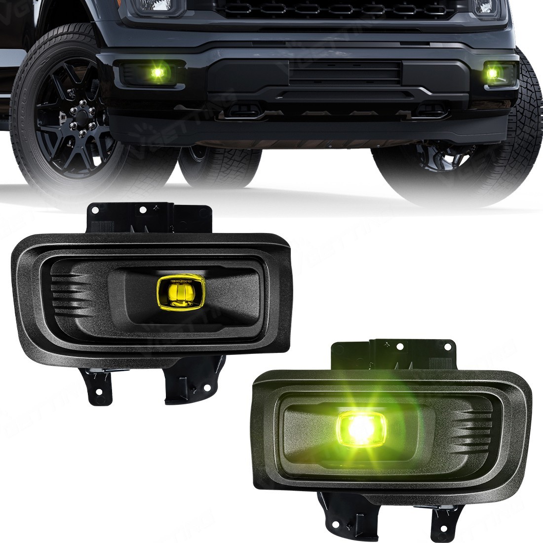 PAIR Yellow Lens LED Yellow Fog Lights Kit For 2024-2025 Ford F150 STX XL XLT