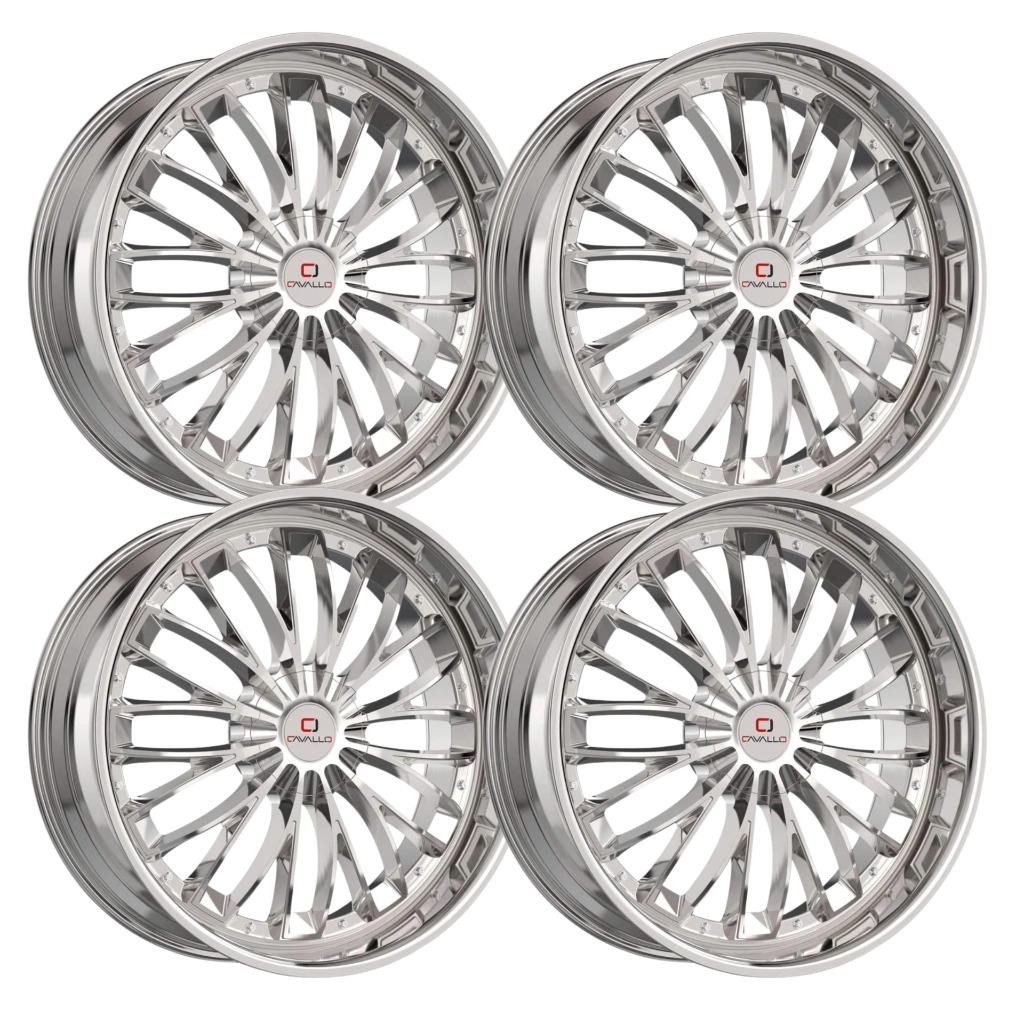 (Set-4) Cavallo CLV-42 18x8 5x114.3/5x120 35mm Nano Chrome wheels rims 18 Inch