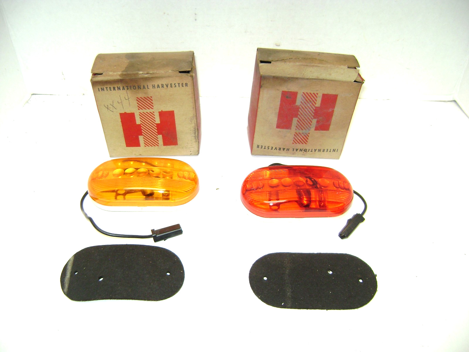 Two NOS IH International Harvester Marker Lights-One Red & One Amber & Boxes Two NOS IH International Harvester Marker Lights-One Red & One Amber & Boxes