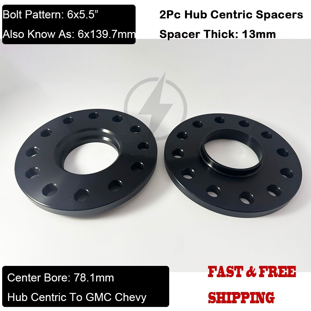 2Pc 6x5.5 Hub Centric Wheel Spacers 13mm For Chevy GMC 1500 Silverado 6x139.7