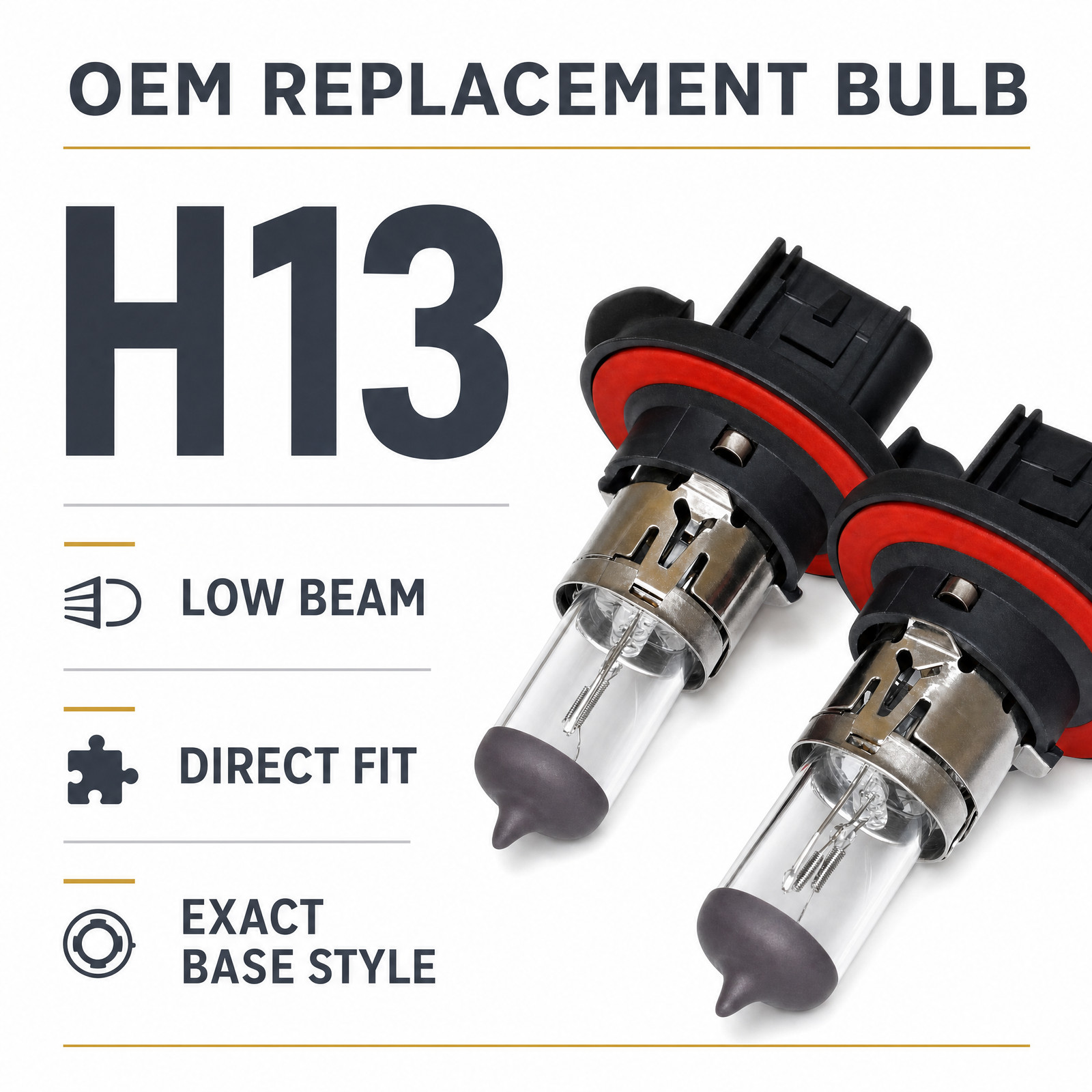 OEM Clear 1 Pair 12V 60/55w H13 Xenon HID High Low Beam Light Bulbs 4300K 2pcs