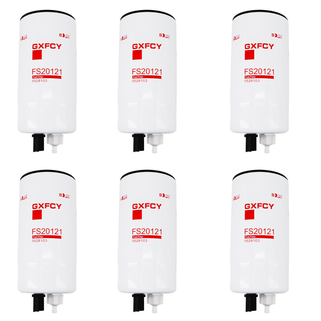 6PCS FS20121 5528103 Fuel Water Separator Filter For 2020-2023 Cummins L9 B6.7