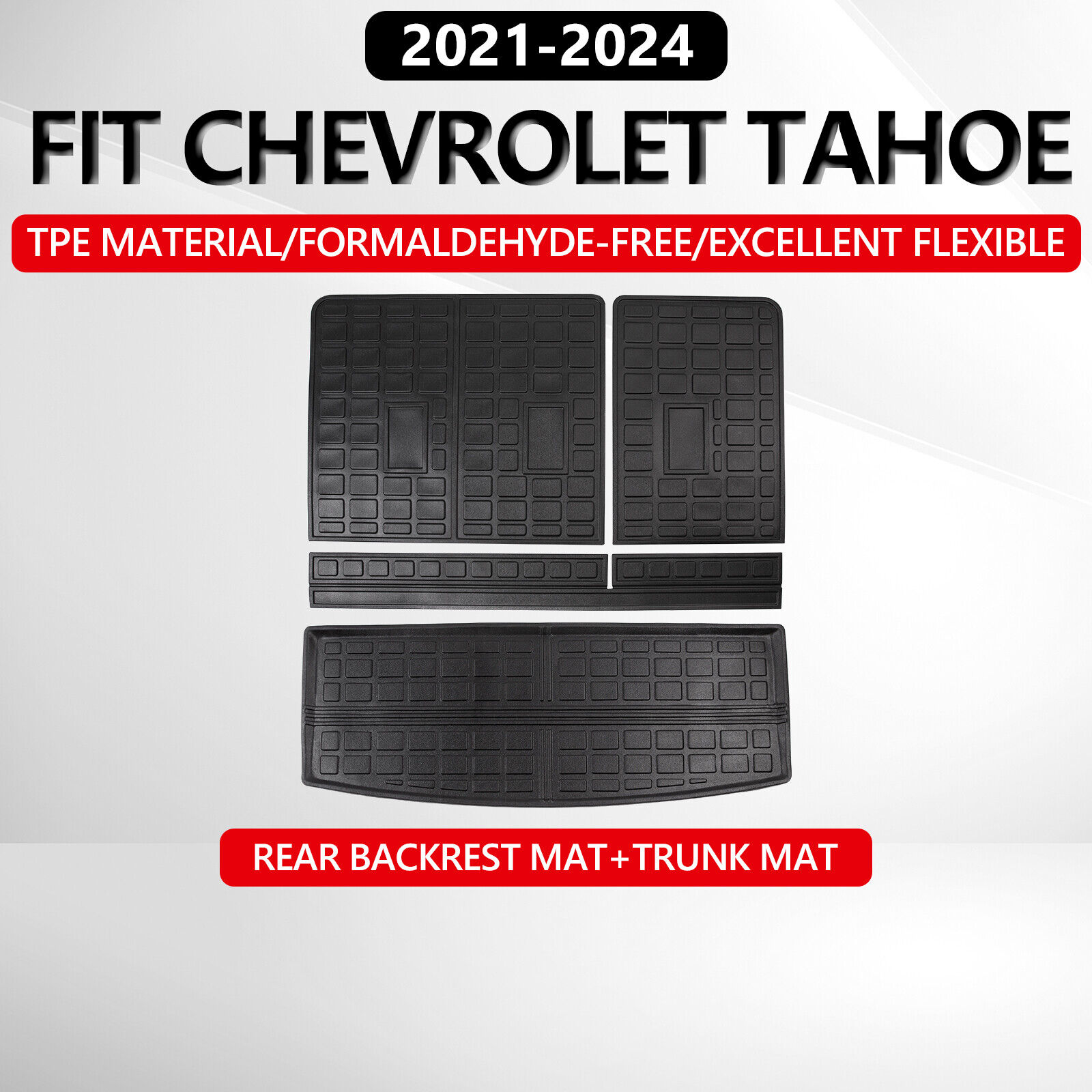 For 2021-2024 Chevy Tahoe/GMC Yukon Cargo Floor Mats Backrest Mats Trunk Liners