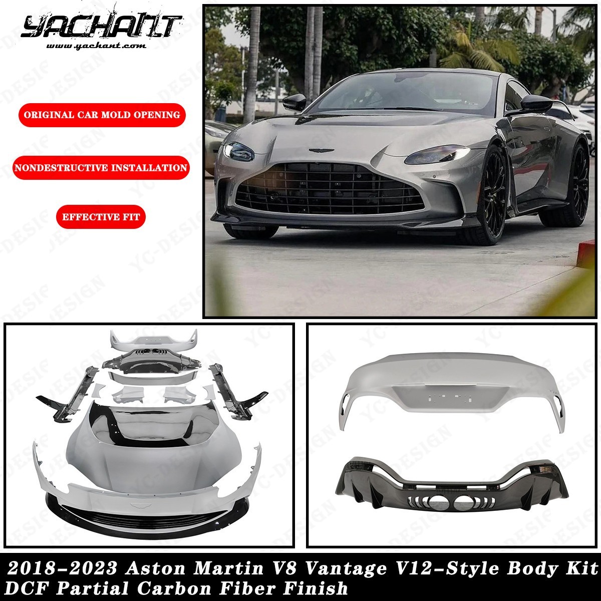 DCF Partial Carbon Fiber Body Kit For 18-23 Aston Martin V8 Vantage V12-Style