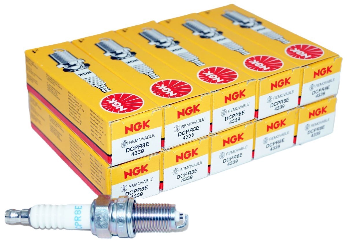 10 Pack Genuine NGK 4339 Nickel Spark Plugs DCPR8E with Removable Tip