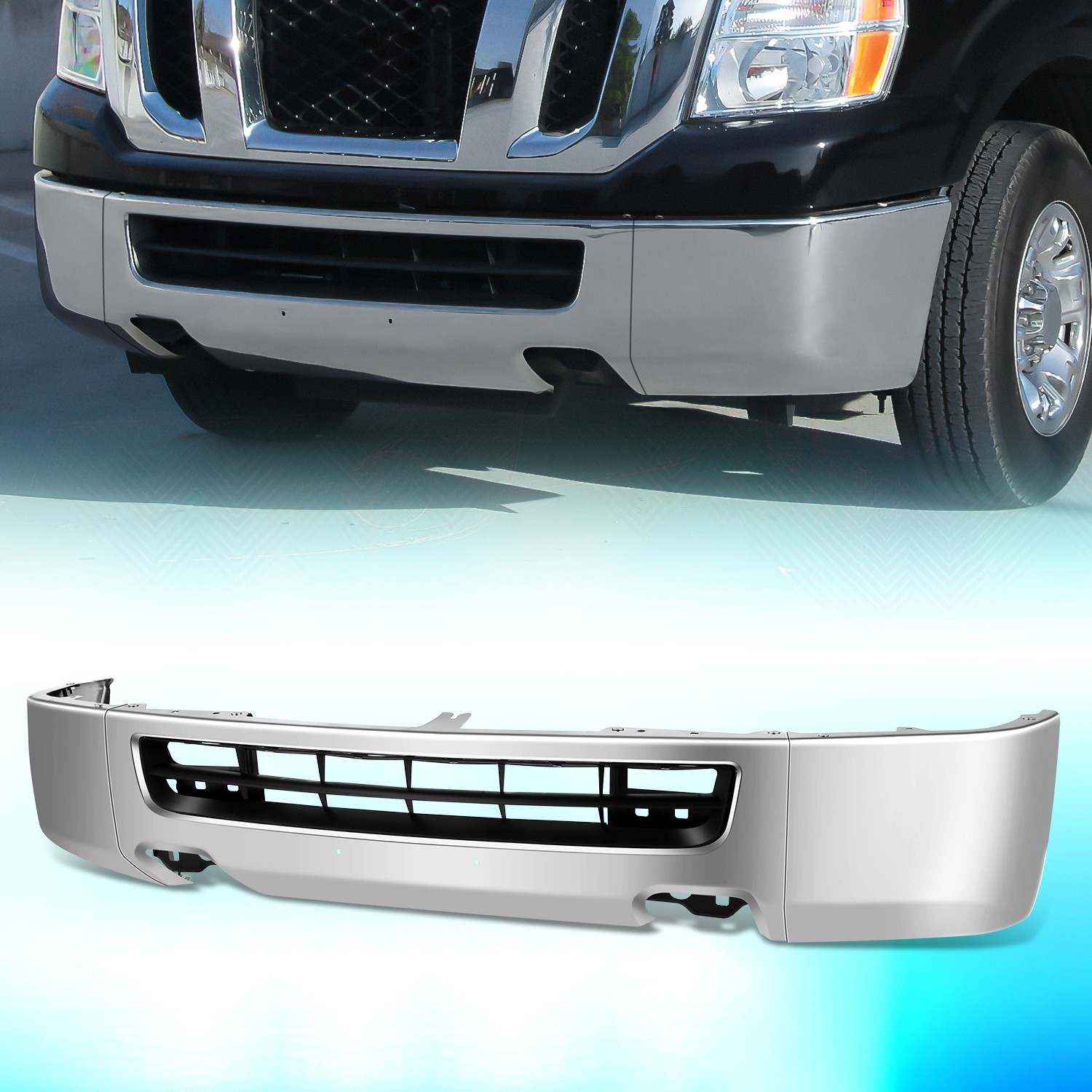 For 2012-2021 Nissan NV1500 NV2500 NV3500 Front Steel Bumper Face Bar Chrome