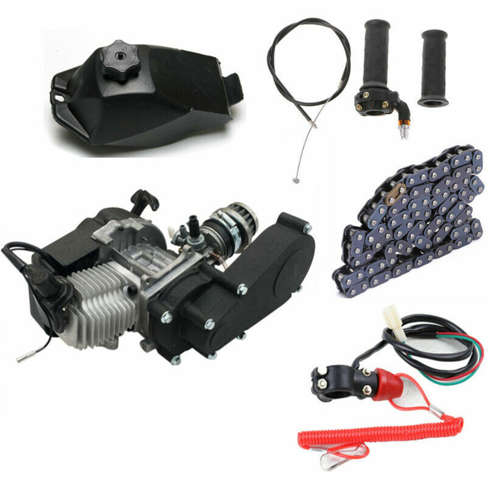 49CC 2 Stroke Engine Motor Kit Pull Start for Pocket Mini Quad Bike Scooter ATV 49CC 2 Stroke Engine Motor Kit Pull Start for Pocket Mini Quad Bike Scooter ATV