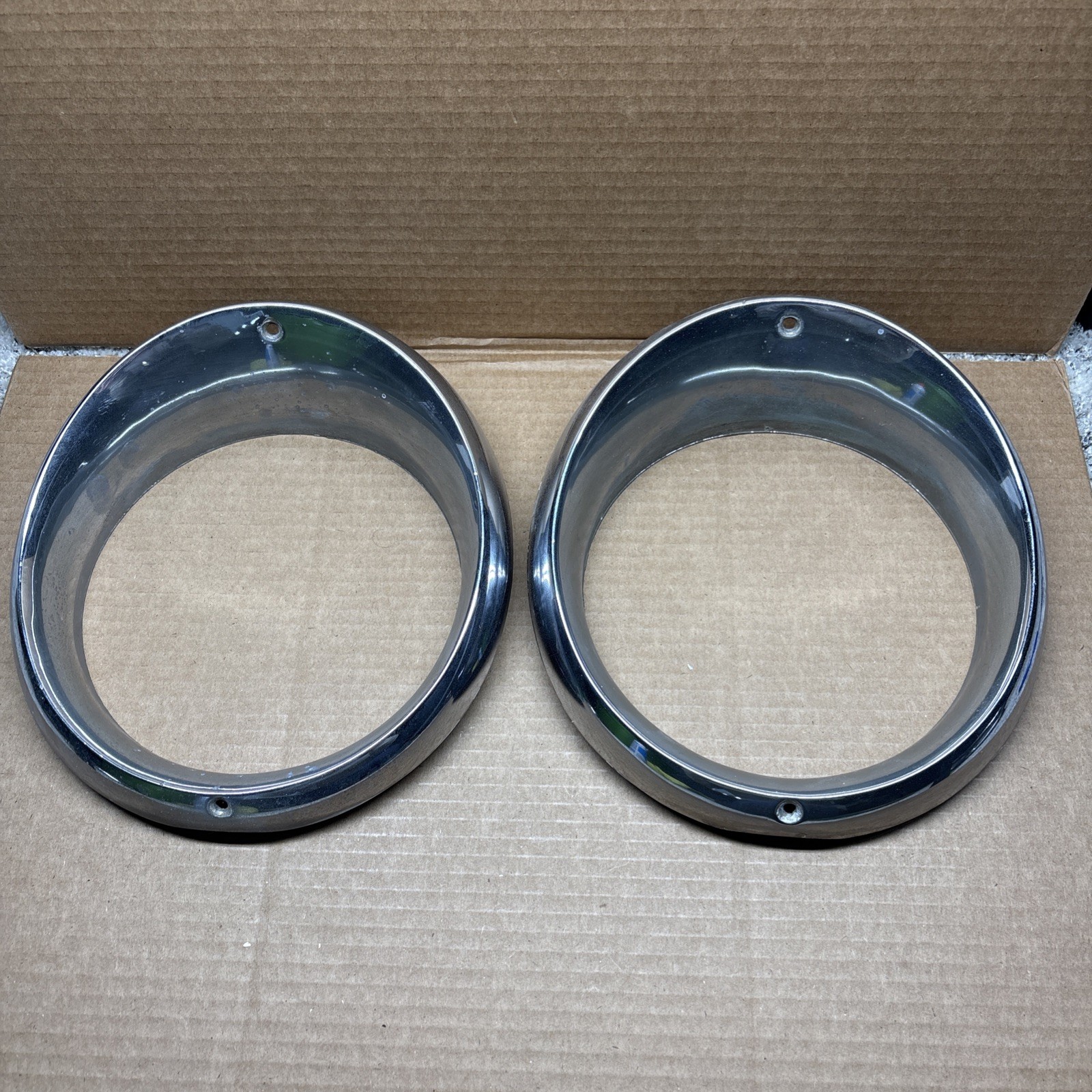1955 Oldsmobile Headlight Bezel Chrome Trim Ring Set
