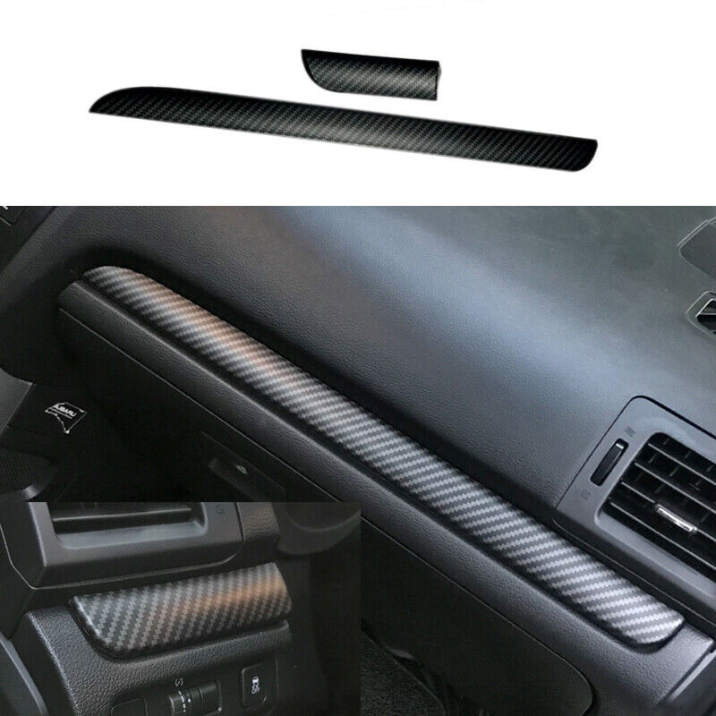2x Matte ABS Carbon Fiber Dashboard Strip Panel Trim For Subaru Impreza 2012-14