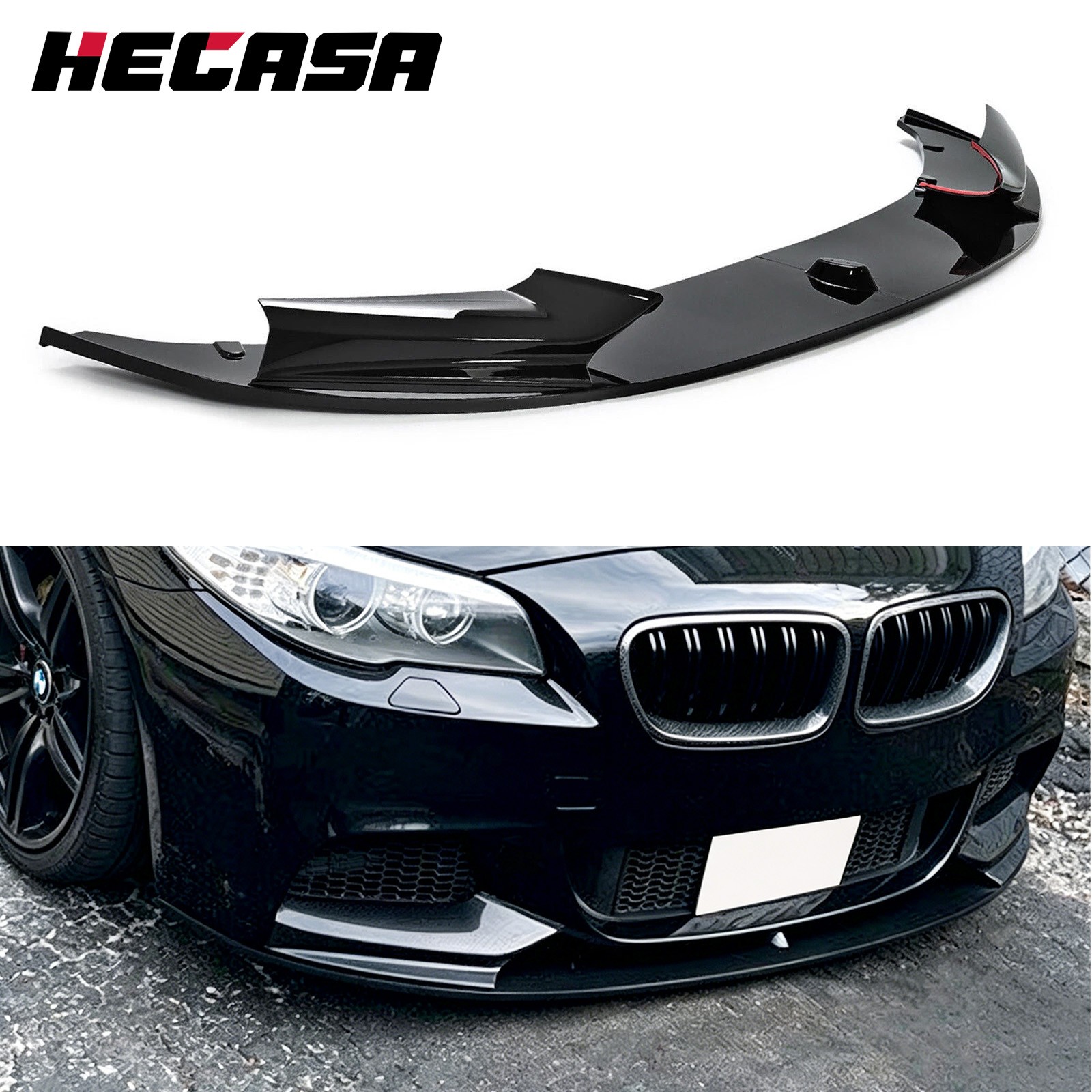 Gloss Black Front Bumper Lip Spoiler Splitter For 11-16 BMW F10 5 Series M Sport