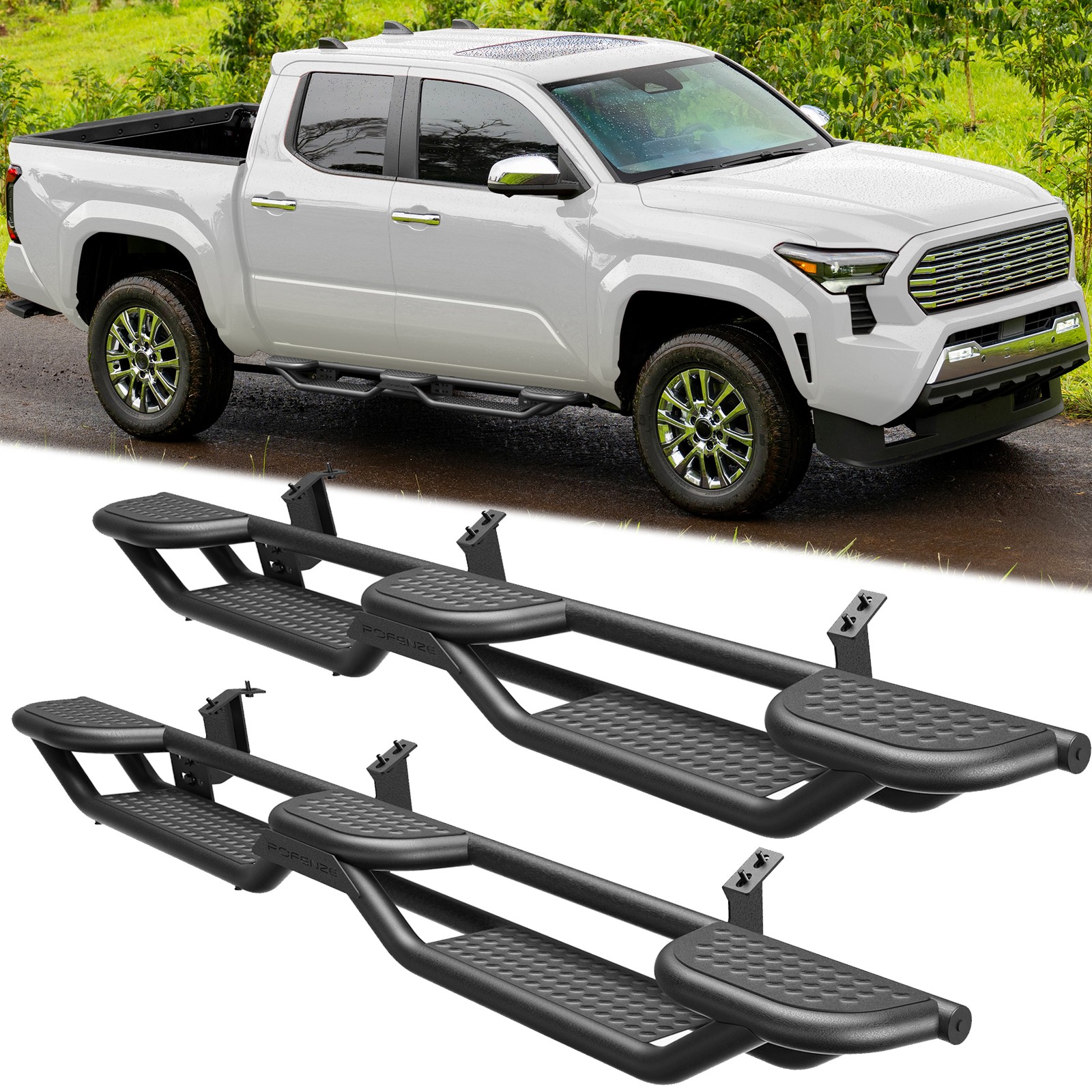 3-Stairs Running Boards For 2024-2026 Tacoma Double /Crew Cab Drop Side Step