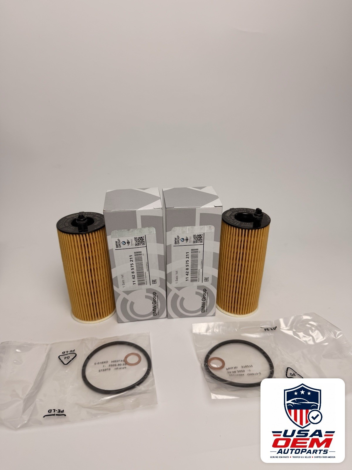 2X NEW Genuine BMW 11428575211 Engine Oil Filter Kit B46 2.0 Engine 2 FILTERS