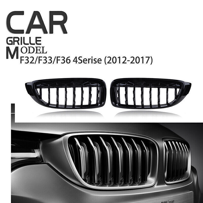 2PC Latest Front Kidney Diamond Metero Style Grille For BMW 4-Series F32 F33 F36