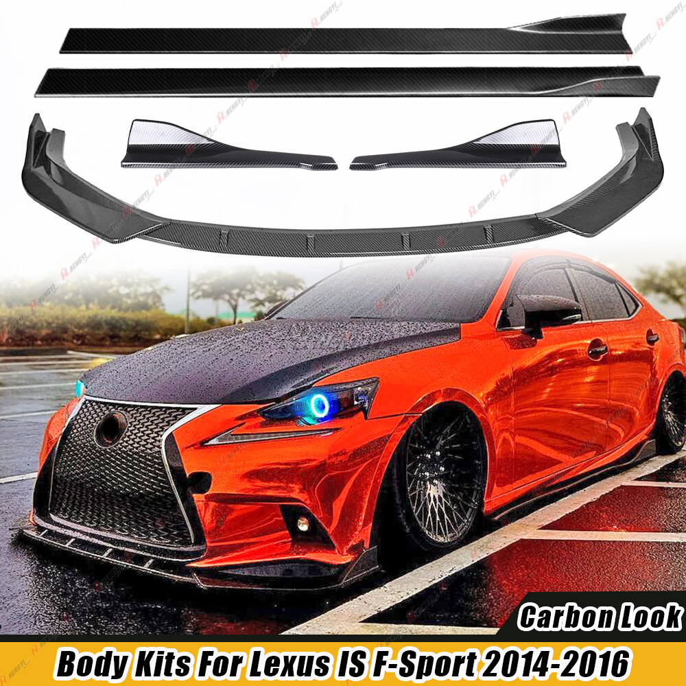 For 14-16 Lexus IS250 IS350 F-Sport Carbon Look Front Rear Bumper Lip Side SKirt