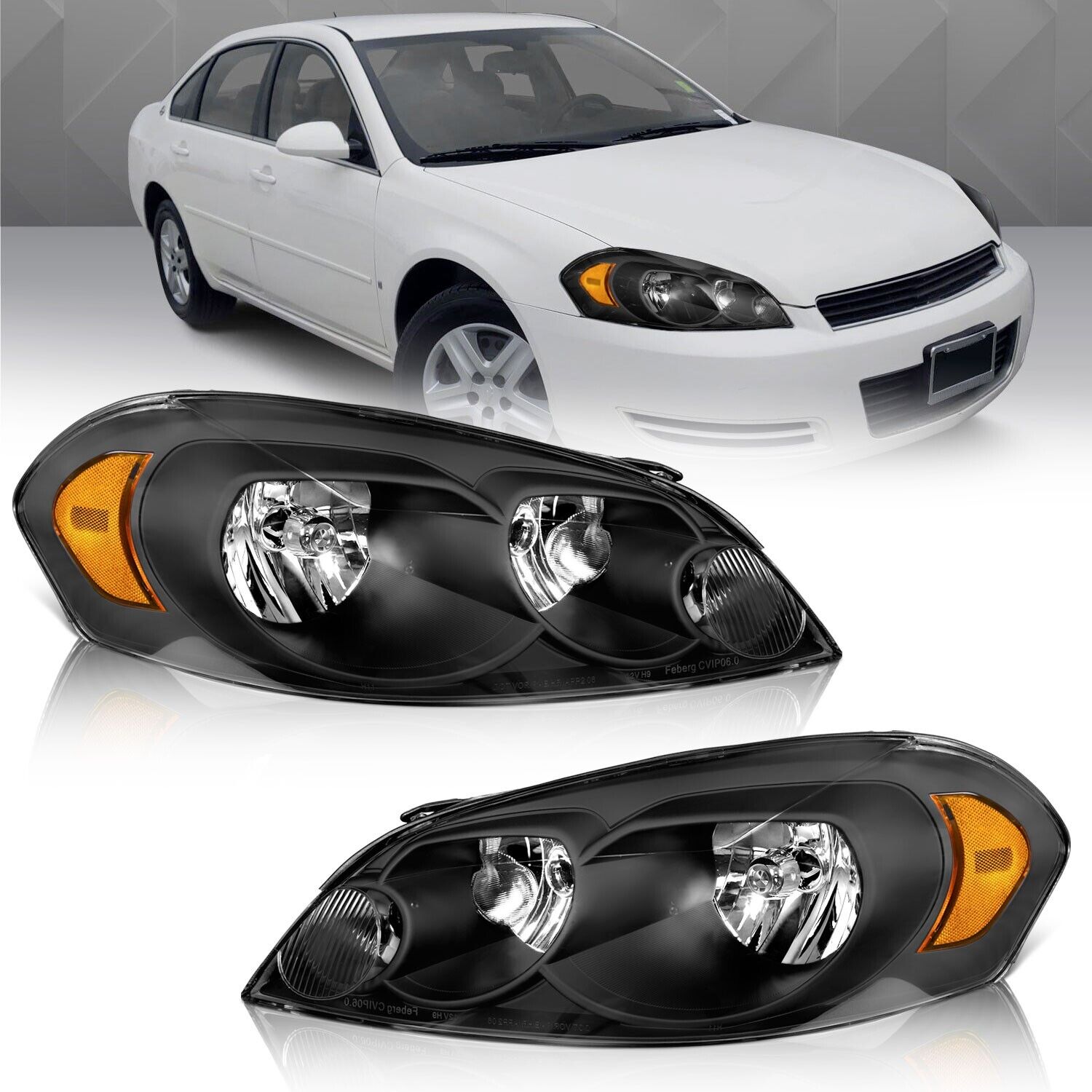 WEELMOTO Headlights For 2006-2013 Chevy Impala 2006-2007 Monte Carlo Headlamps