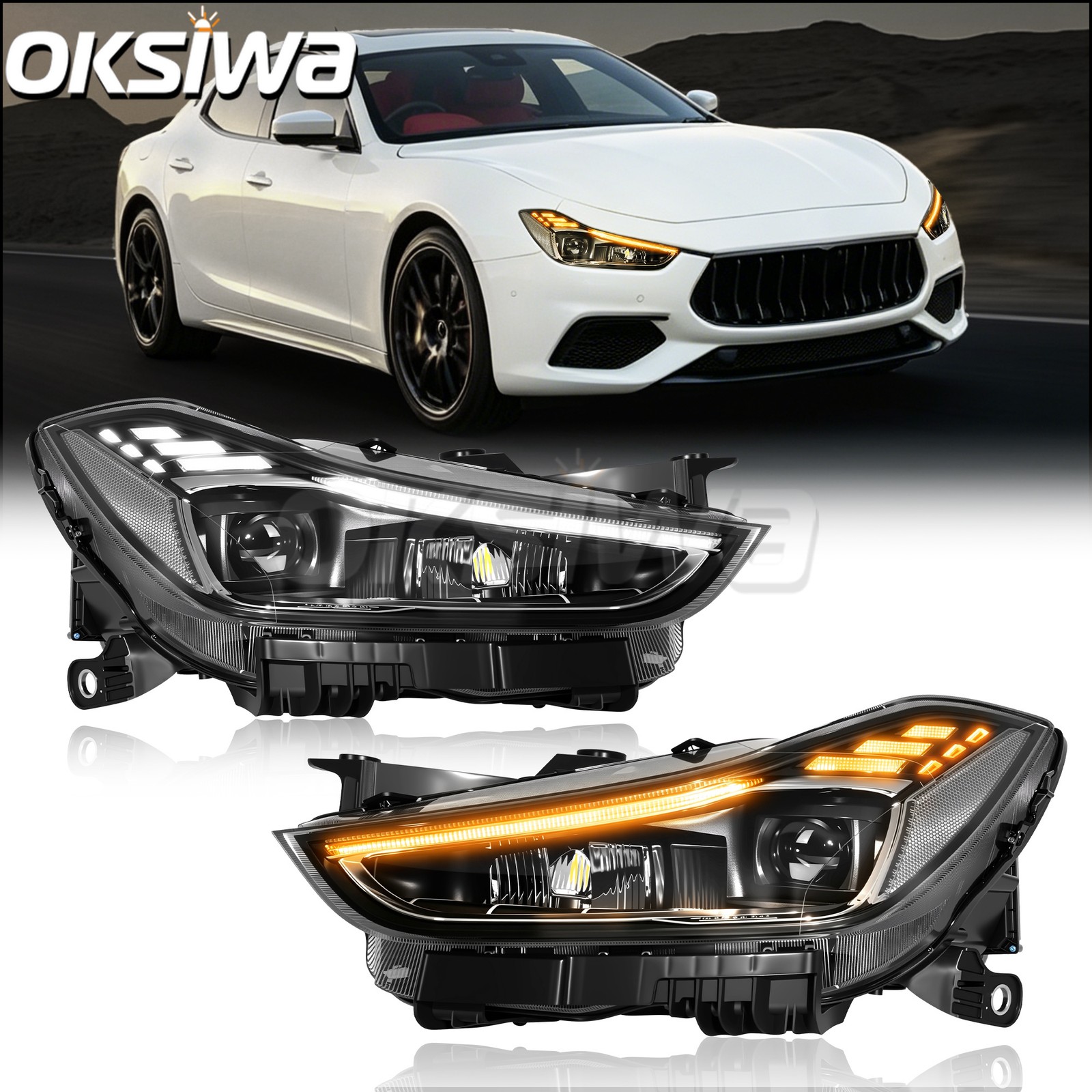 Upgrade LED Headlights Compatible with Maserati Ghibli 2018-2022,DRL Front Lamps