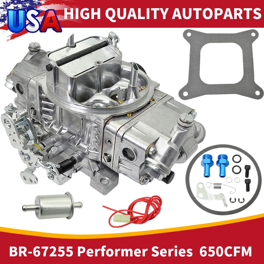 4 Barrel 650 CFM Brawler Double-Pumper Carburetor Electric Choke BR-67255 Carb