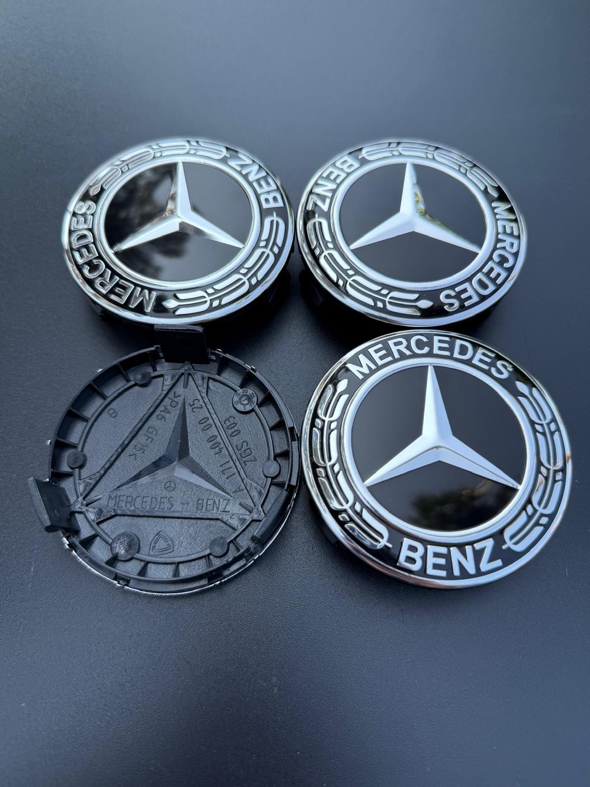 4PCS 75mm Black Alloy Wheel Centre Hub Caps Fit Mercedes Benz A B C E M ML GLA🔥