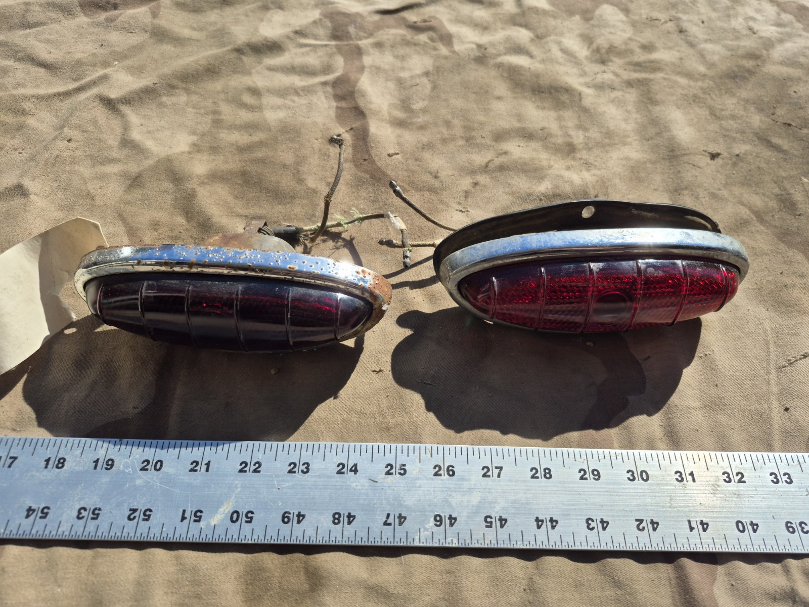 Vintage 1949 1850 FORD Oval Tail Light Assembly Red Lens STIMSONITE FRST-48 Pair Vintage 1949 1850 FORD Oval Tail Light Assembly Red Lens STIMSONITE FRST-48 Pair