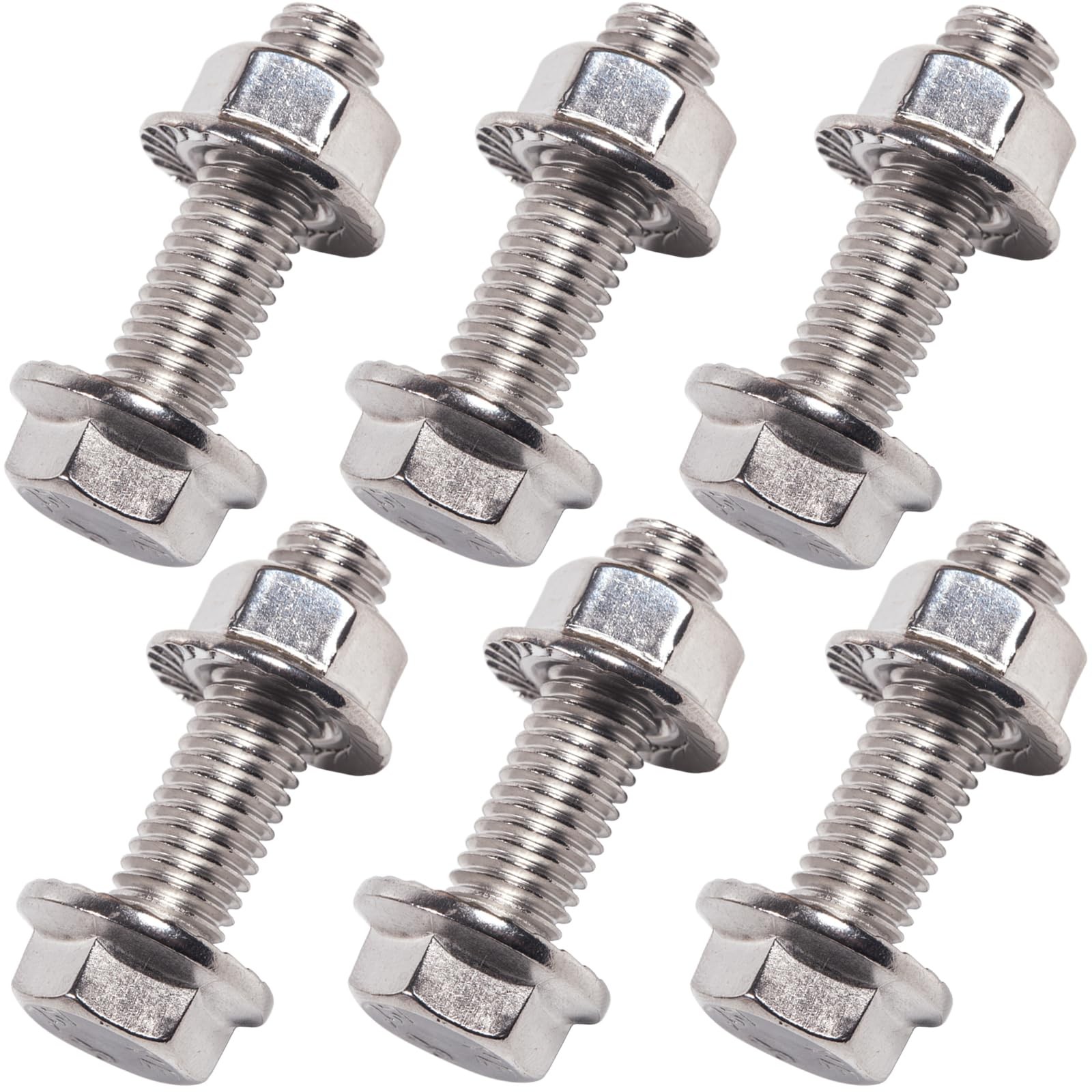 M10X1.5-35mm Stainless Steel Exhaust Bolt Flange Screws M10X1.5-35mm, 6 Set M10X1.5-35mm Stainless Steel Exhaust Bolt Flange Screws M10X1.5-35mm, 6 Set