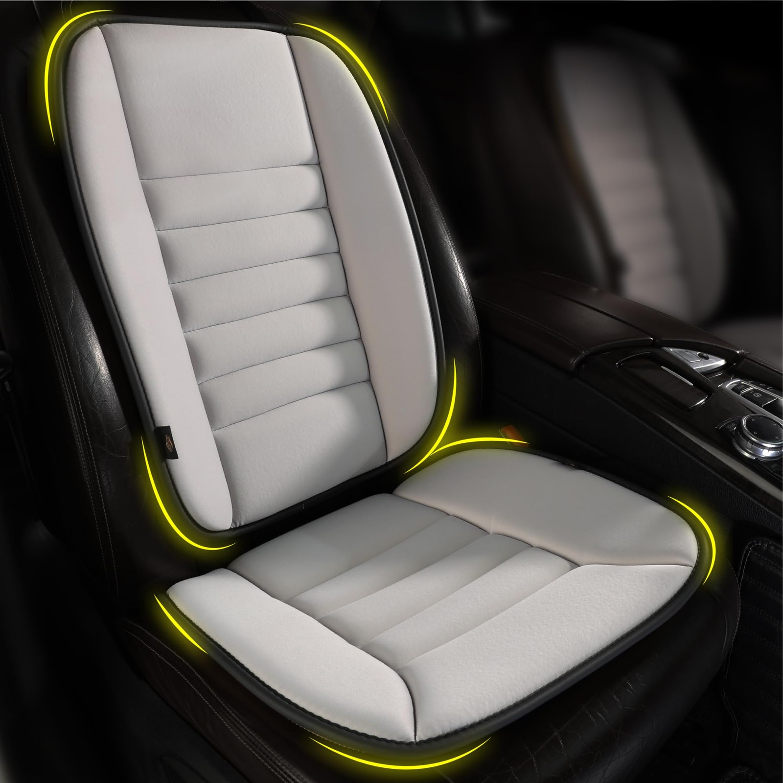 kingphenix Car Seat Cushion with Back Support Pillow, Memory Front, Gray kingphenix Car Seat Cushion with Back Support Pillow, Memory Front, Gray