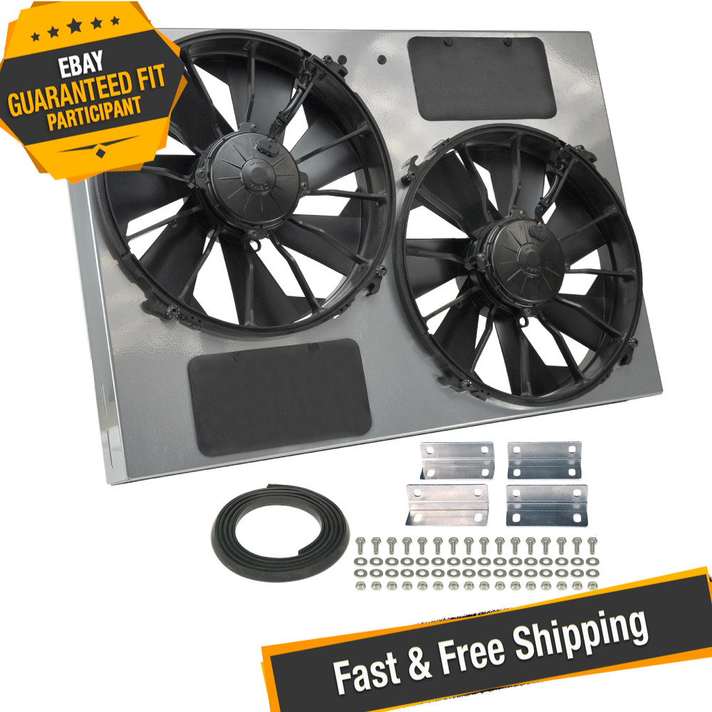 Derale 16927 High Output Dual 12'' Electric RAD Fan/Steel Shroud Kit