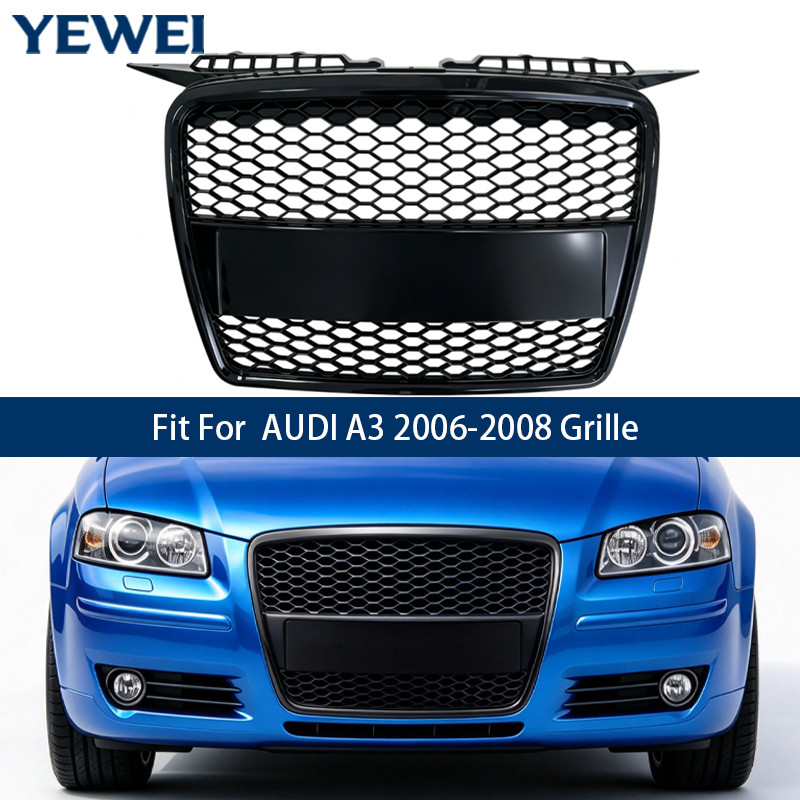 For 2006 2007 2008 Audi A3 8P RS3 Front Bumper Grille Black 8P4853651A Grill For 2006 2007 2008 Audi A3 8P RS3 Front Bumper Grille Black 8P4853651A Grill