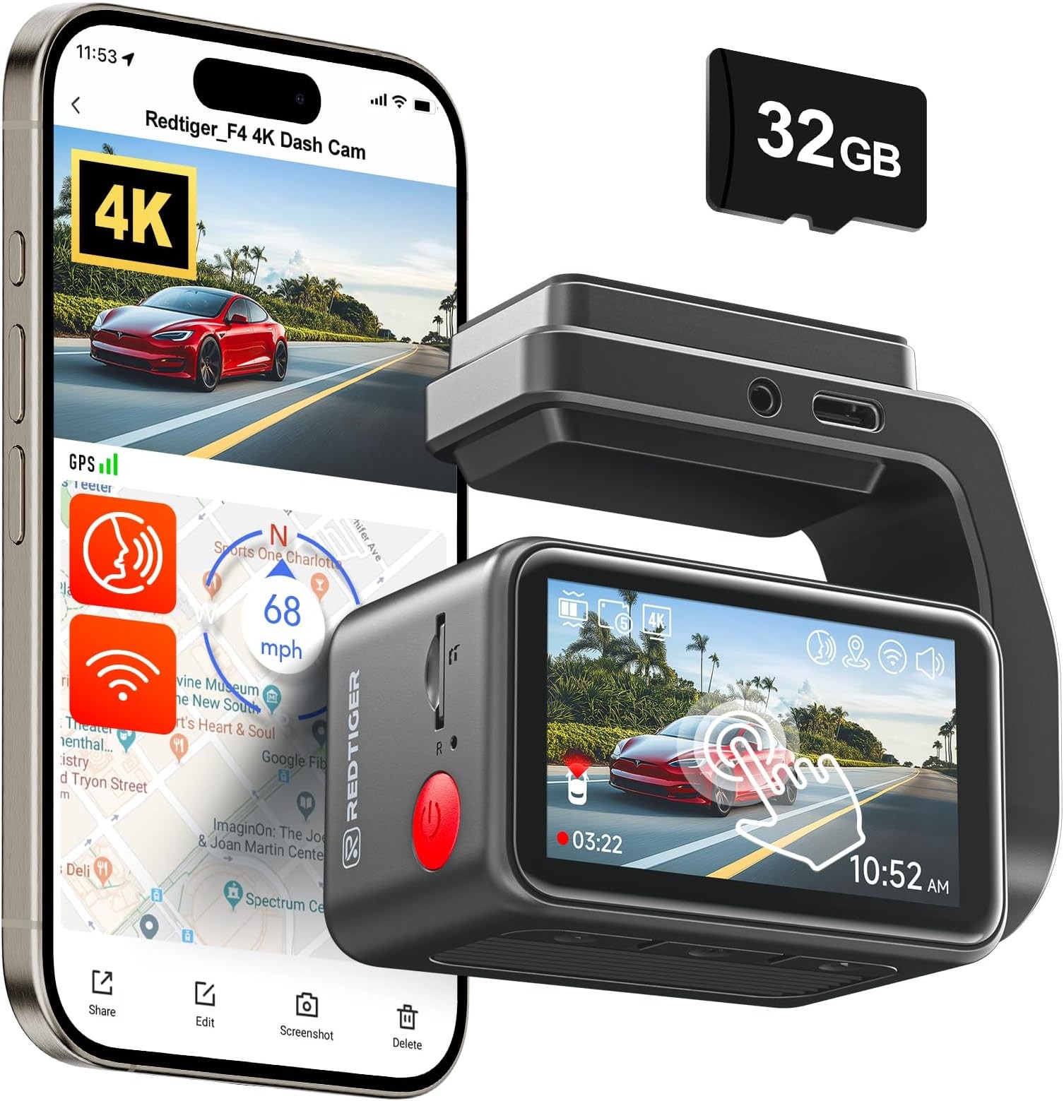 REDTIGER F4 Dash Cam Front 4K Dash Camera, 5.8GHz WiFi 2\