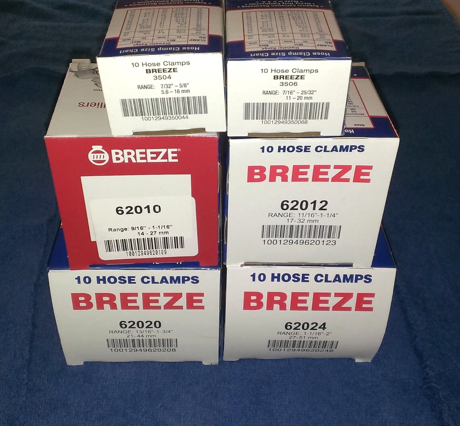 HOSE CLAMPS STAINLESS STEEL BAND ( #04 #06 #10 #12 #20 #24 ) USA MADE BY BREEZE