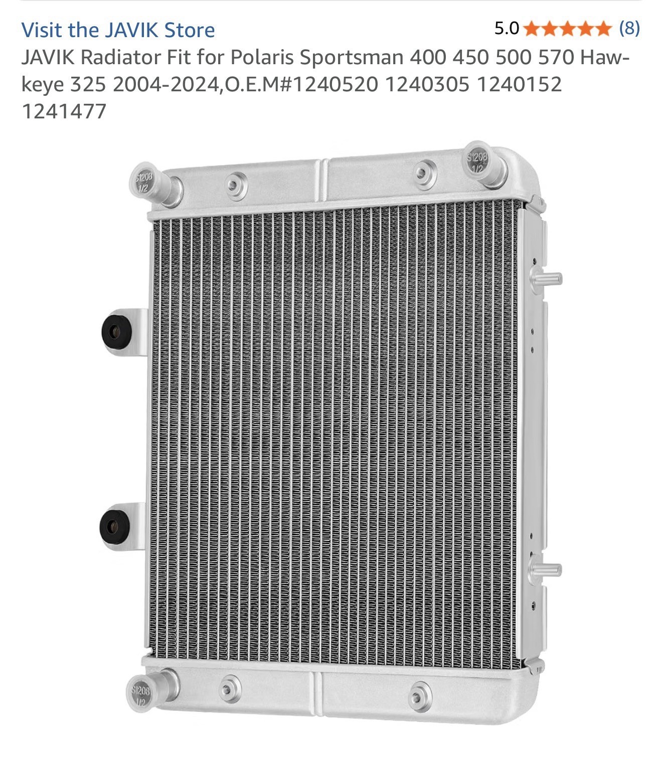JAVIK Radiator Fit for Polaris Sportsman 400 450 500 570 Hawkeye 325 2004-2024