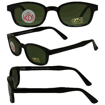 Pacific Coast Original KD\'s Biker Sunglasses Black Frame Dark Green Lens