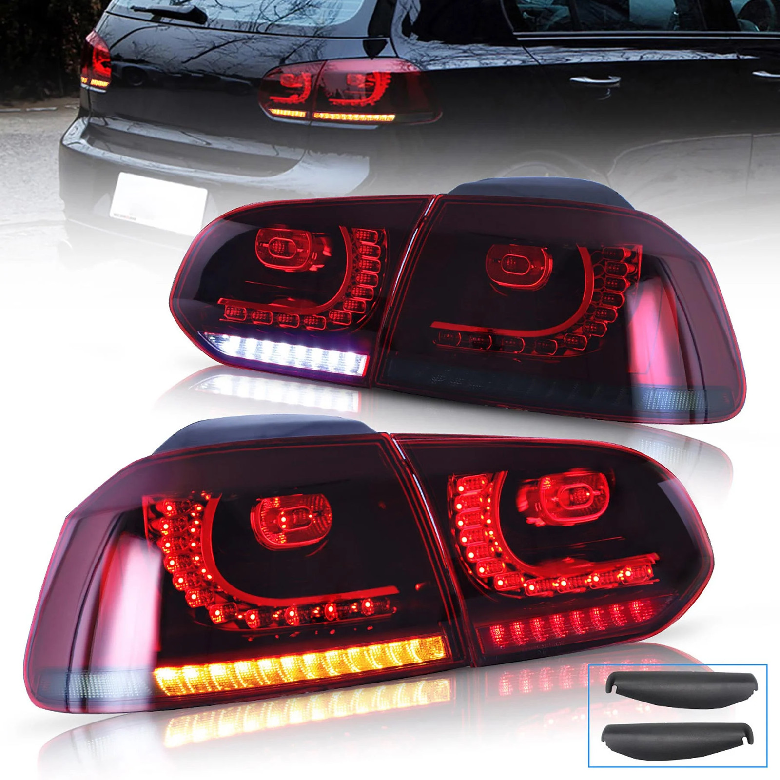 VLAND Full LED Tail Lights For Volkswagen Golf 6 MK6 2010-2014 W/Sequential