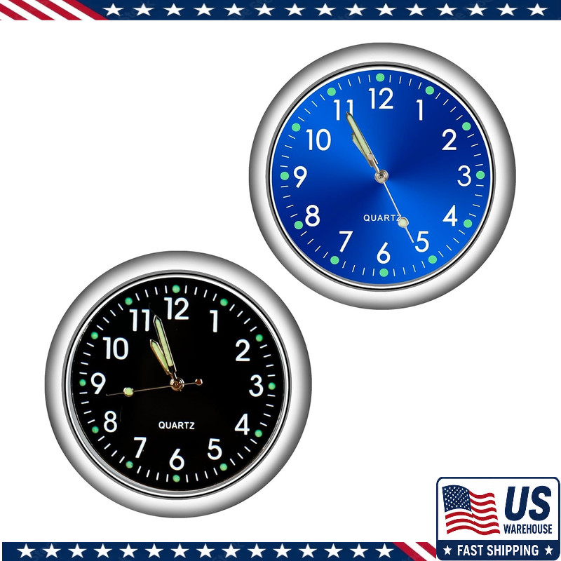 Small Luminous Analog Stick-On Clock Car Dashboard, Tiny Quartz Battery Operated