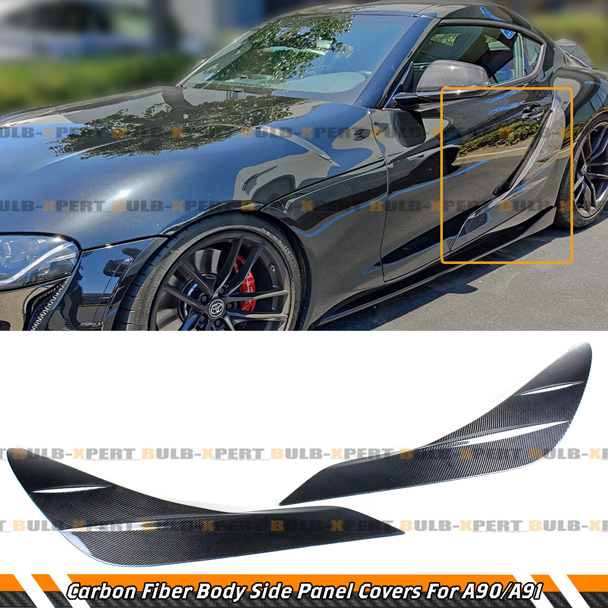 For 2019-2026 Toyota GR Supra A90 A91 Carbon Fiber Door Panel Garnish Trim Cover