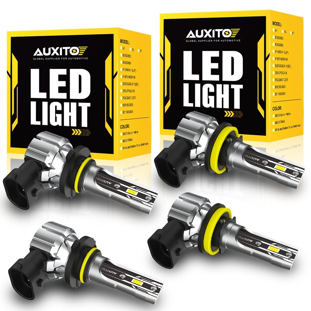 4x AUXITO 9005 H11 LED Combo Headlight Bulbs High Low Beam Kit Extremely White