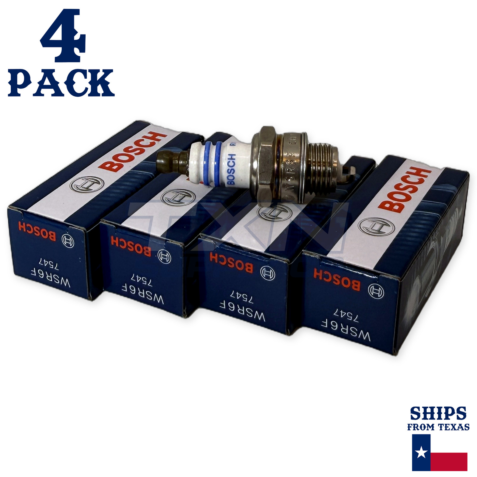 4 Pack Bosch 7547 WSR6F Copper with Nickel Spark Plugs