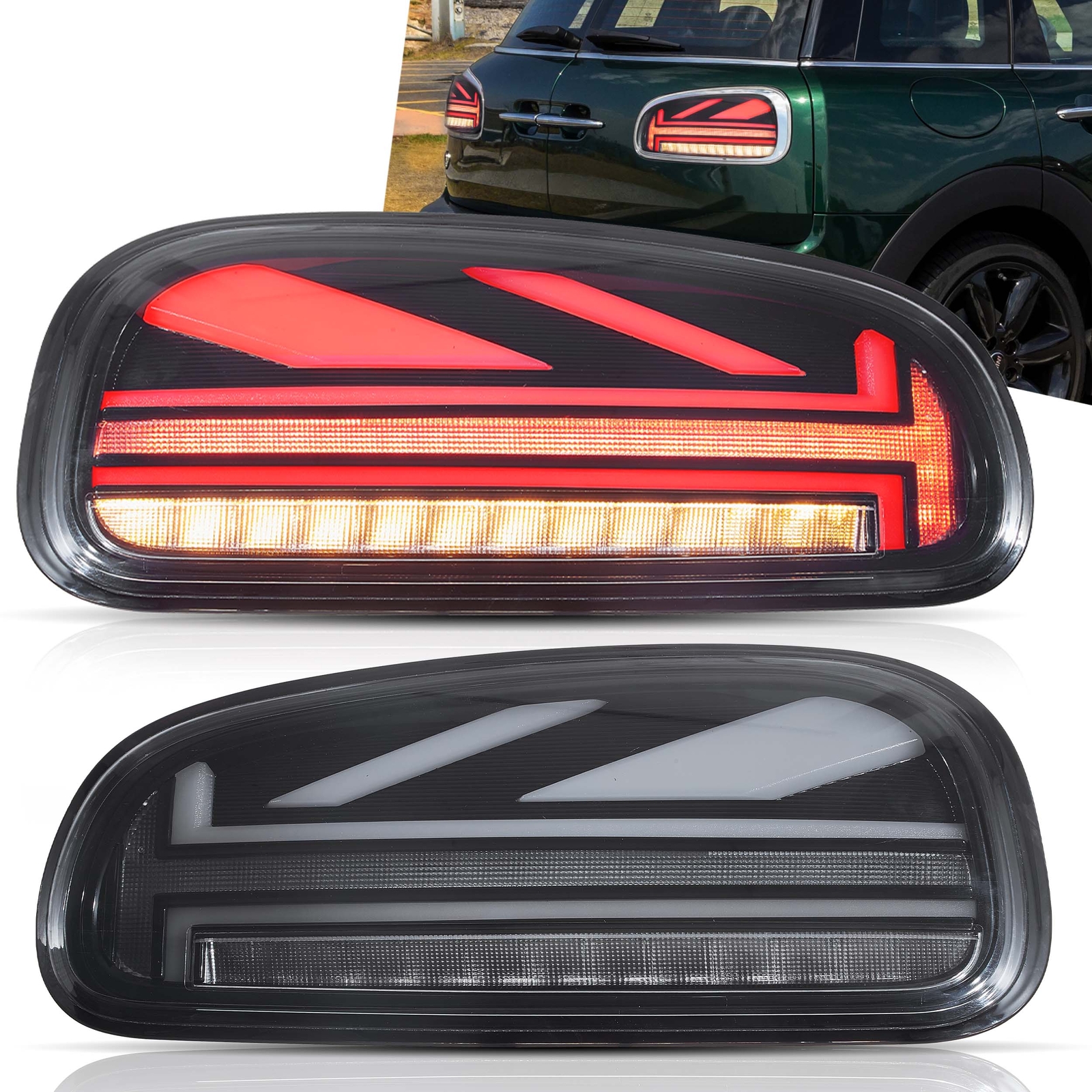 VLAND Smoked LED Tail Lights For 2015-23 Mini Clubman F54 W/Sequential Turn Rear