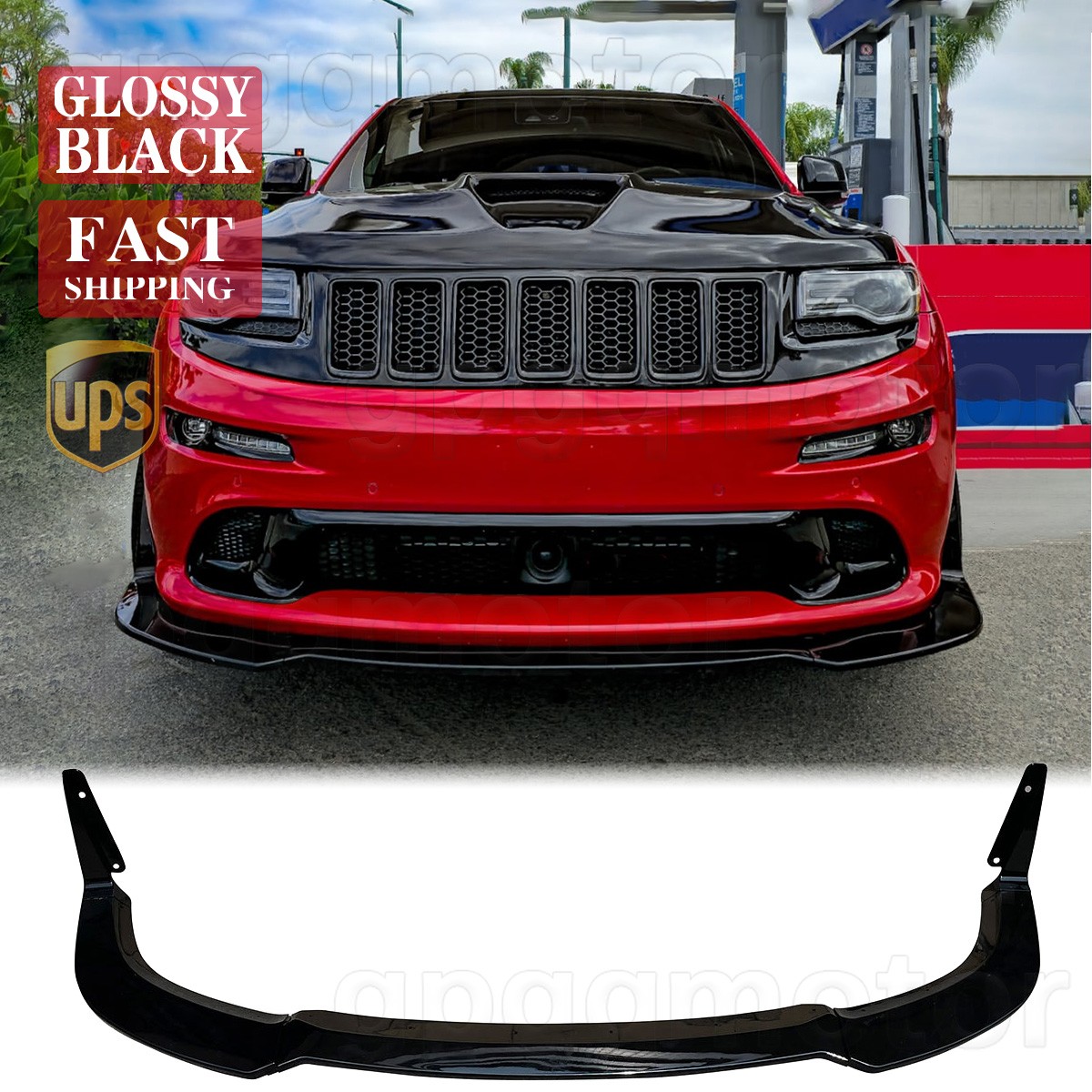For Jeep Grand Cherokee SRT 17-21 /SRT8 12-16 Gloss Winglet Front Bumper Lip Kit