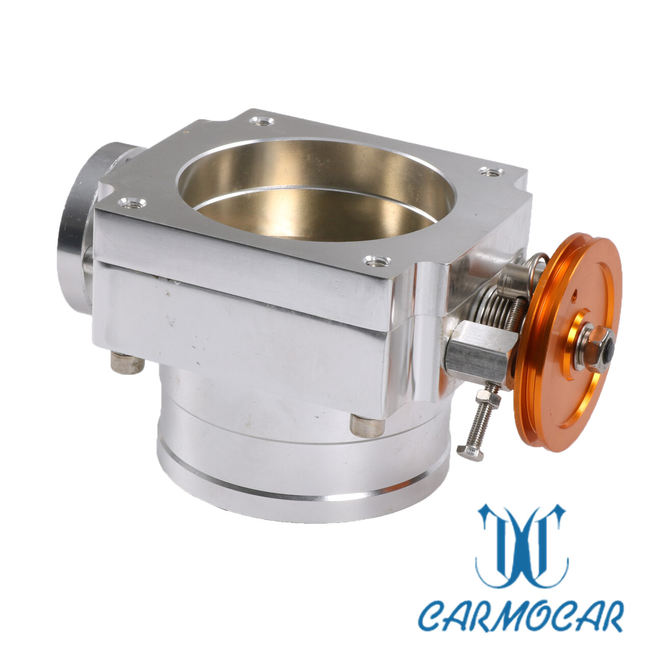 Universal CNC Billet Intake 90mm Throttle Body Silver Alloy Aluminum High Flow 