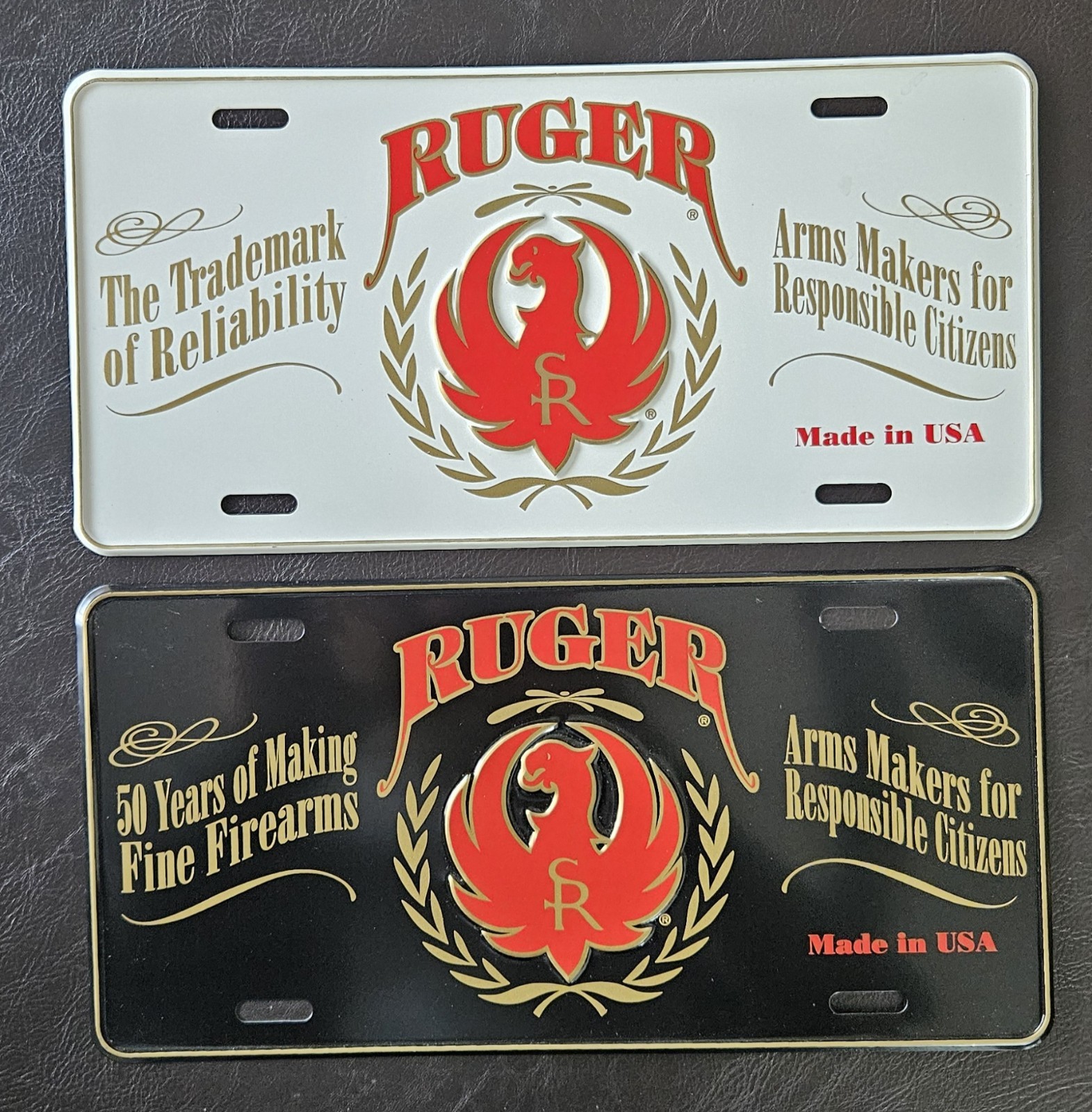 Rare Ruger Firearms License Plates Lot of 2, 50th Anniversary