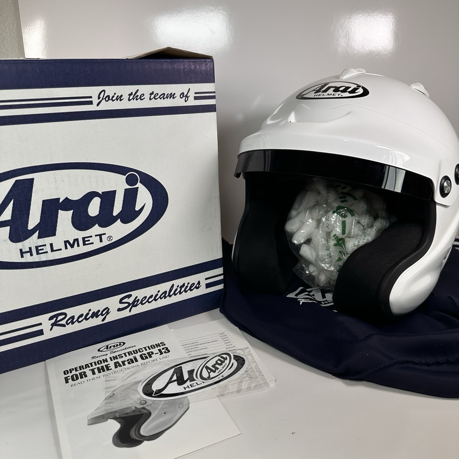 Arai GP-J3 XXL White Open Face Racing Helmet Snell SA2020 FIA 8859 HANS $659