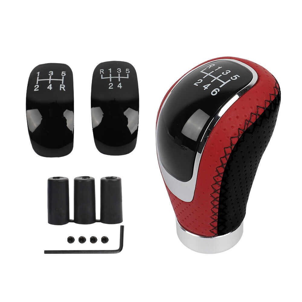 Universal 5/6 Speed Red Leather Car Manual Racing Gear Stick Shift Knob Shifter 
