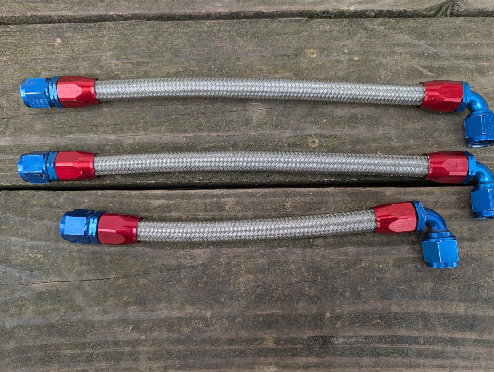 LOT OF 3 EARLS PERFORMANCE -08AN HOSE ASSEMBLIES 90 DEGREE STAINLESS BRAID 8AN LOT OF 3 EARLS PERFORMANCE -08AN HOSE ASSEMBLIES 90 DEGREE STAINLESS BRAID 8AN
