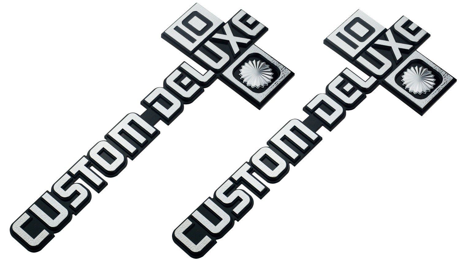 2Pcs Custom Deluxe 10 Fender Emblem For 1981-87 Chevy C10 K10 R10 V10 Truck 2Pcs Custom Deluxe 10 Fender Emblem For 1981-87 Chevy C10 K10 R10 V10 Truck