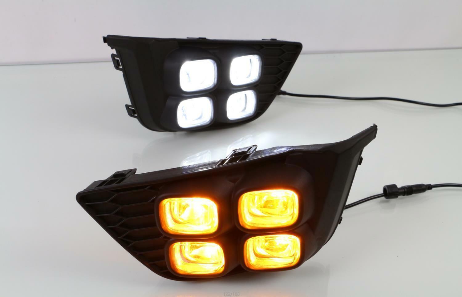  For Honda Jazz/Fit 2013-2017 LED Running Light Lamp DRL  Yellow Turn Signal 
